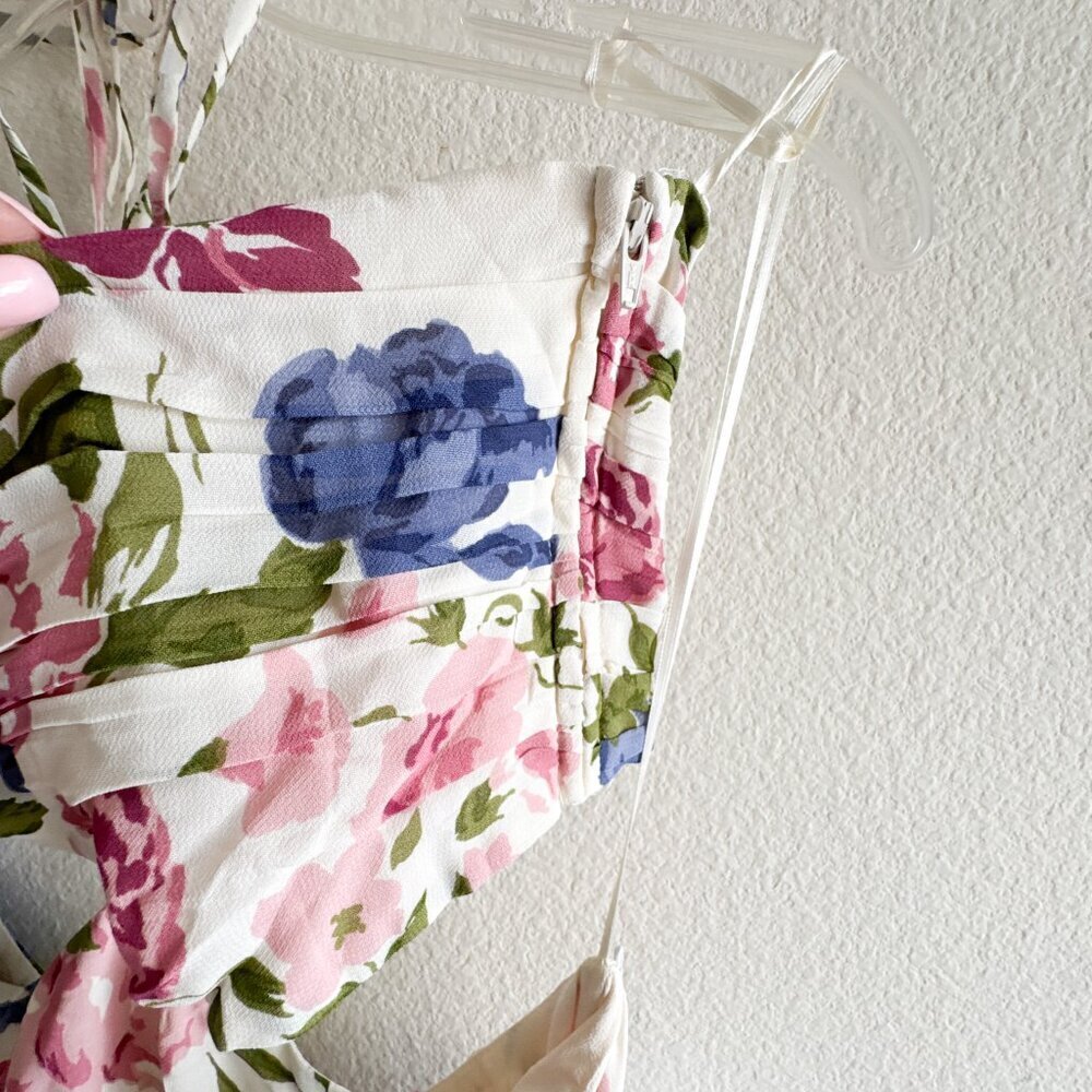 Reformation Riya Floral Halter Cutout Midi Dress NWT 10 - Picture 5 of 11